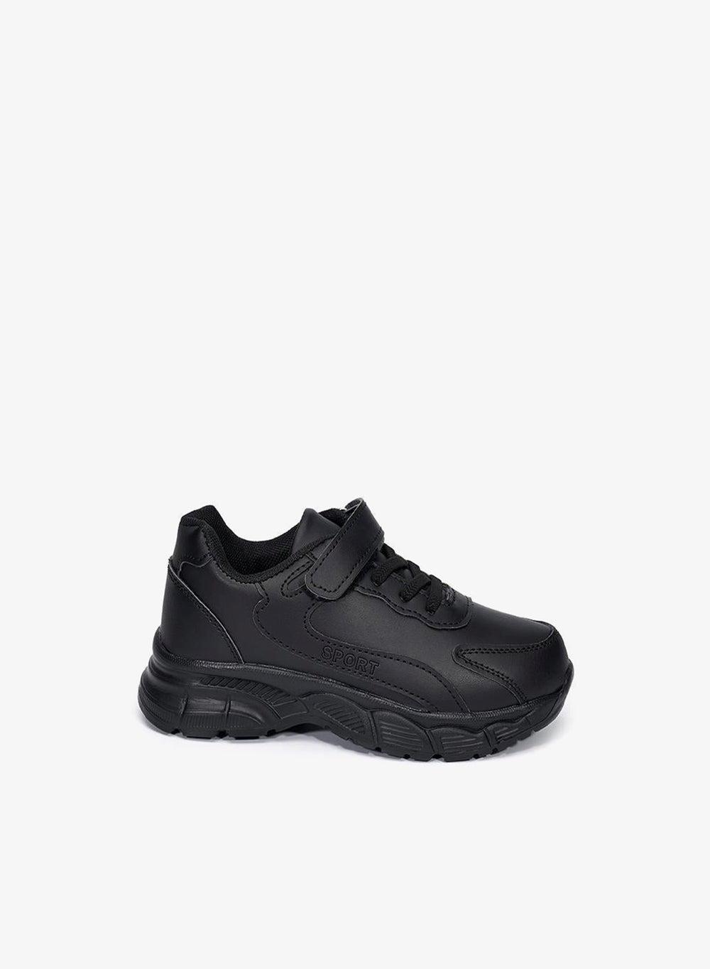 Kids Black Sport School Shoes with Velcro Closure - Image 1