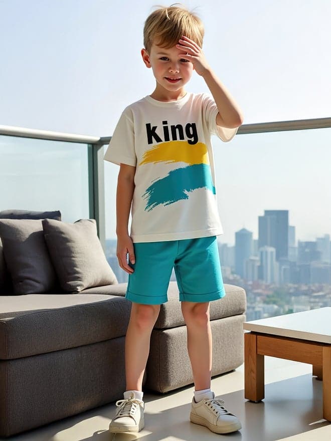 Take Two Kids 2pcs Graphic Print T-Shirt & Shorts Set - Image 1