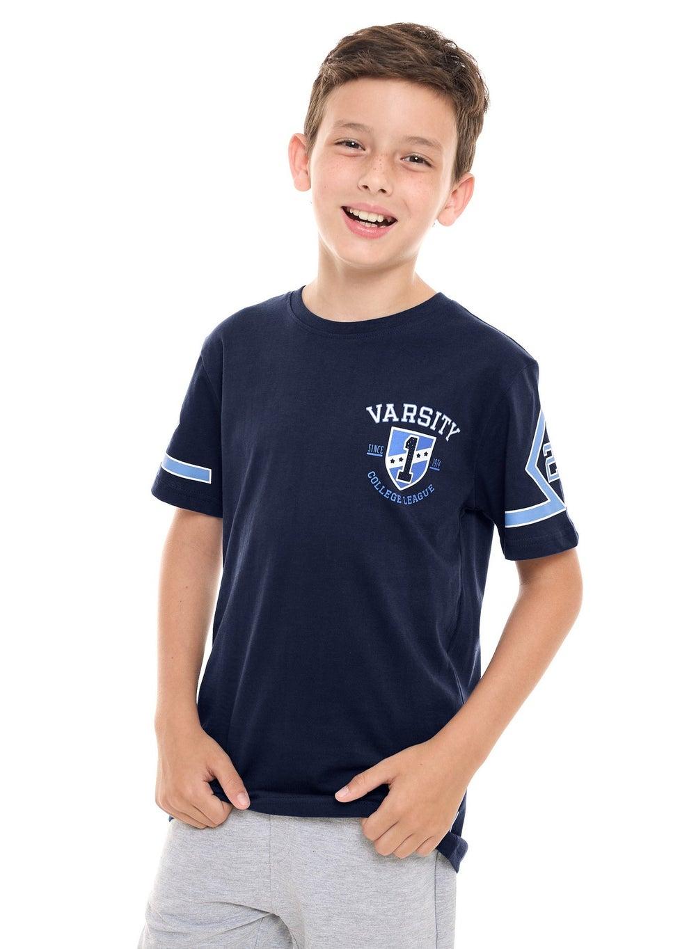 Victor and Jane Boys Graphic T-Shirt Dark Blue - Image 1