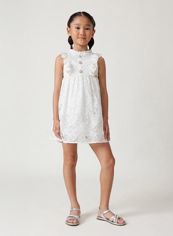 White Lace Ruffle Mini Dress - Image 1