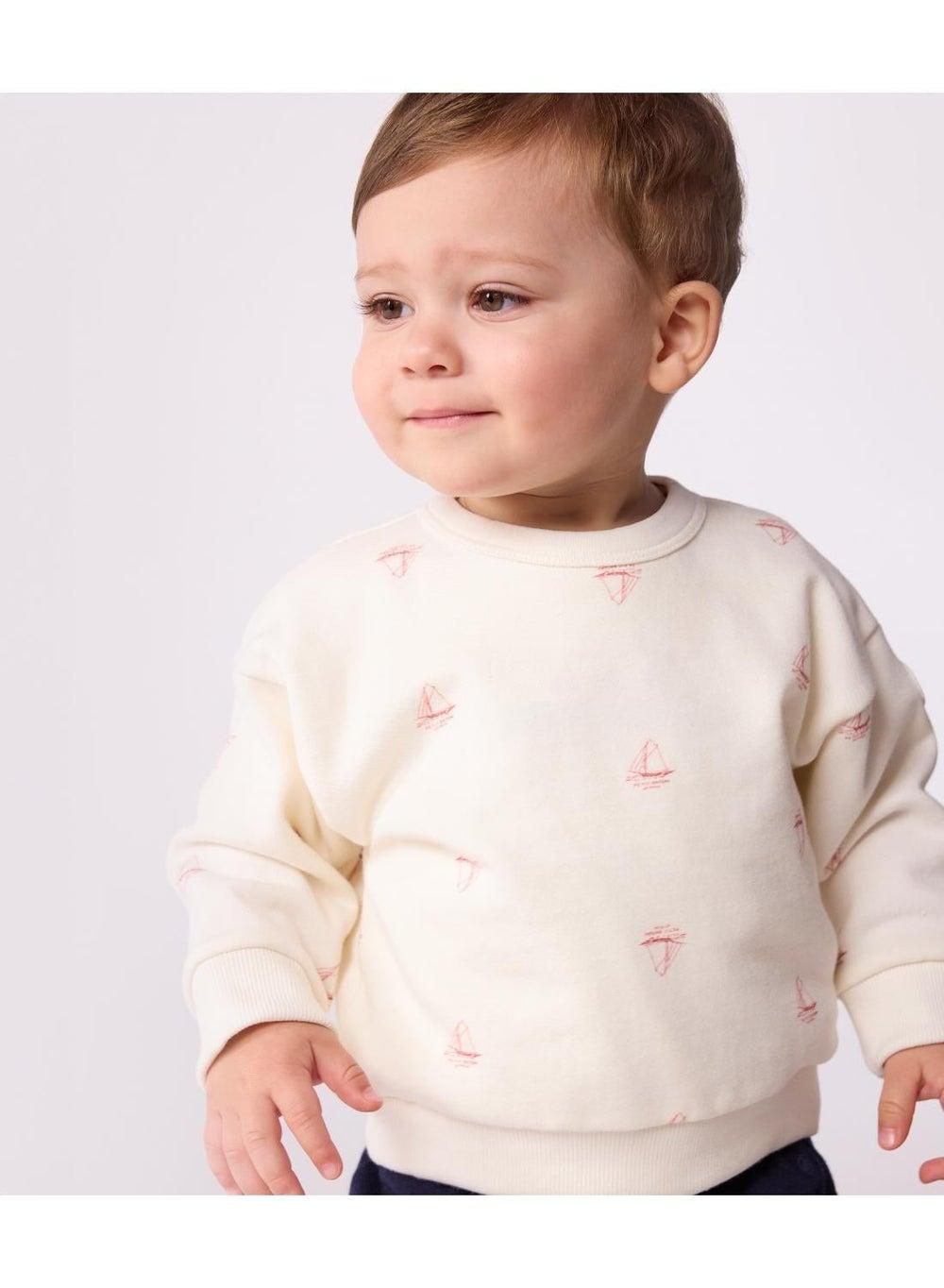 Baby Boys Vintage Boat Print Cotton Sweatshirt - Image 1