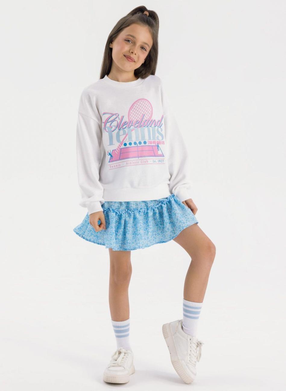 Girls Crinkle Layered Blue Skirt - Image 1