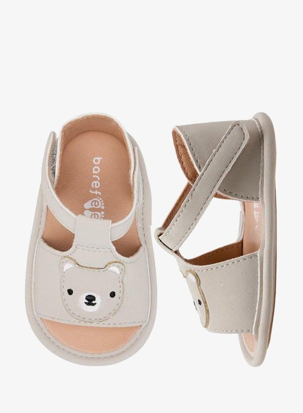 Bear Applique Baby Booties with Hook and Loop - Image 1