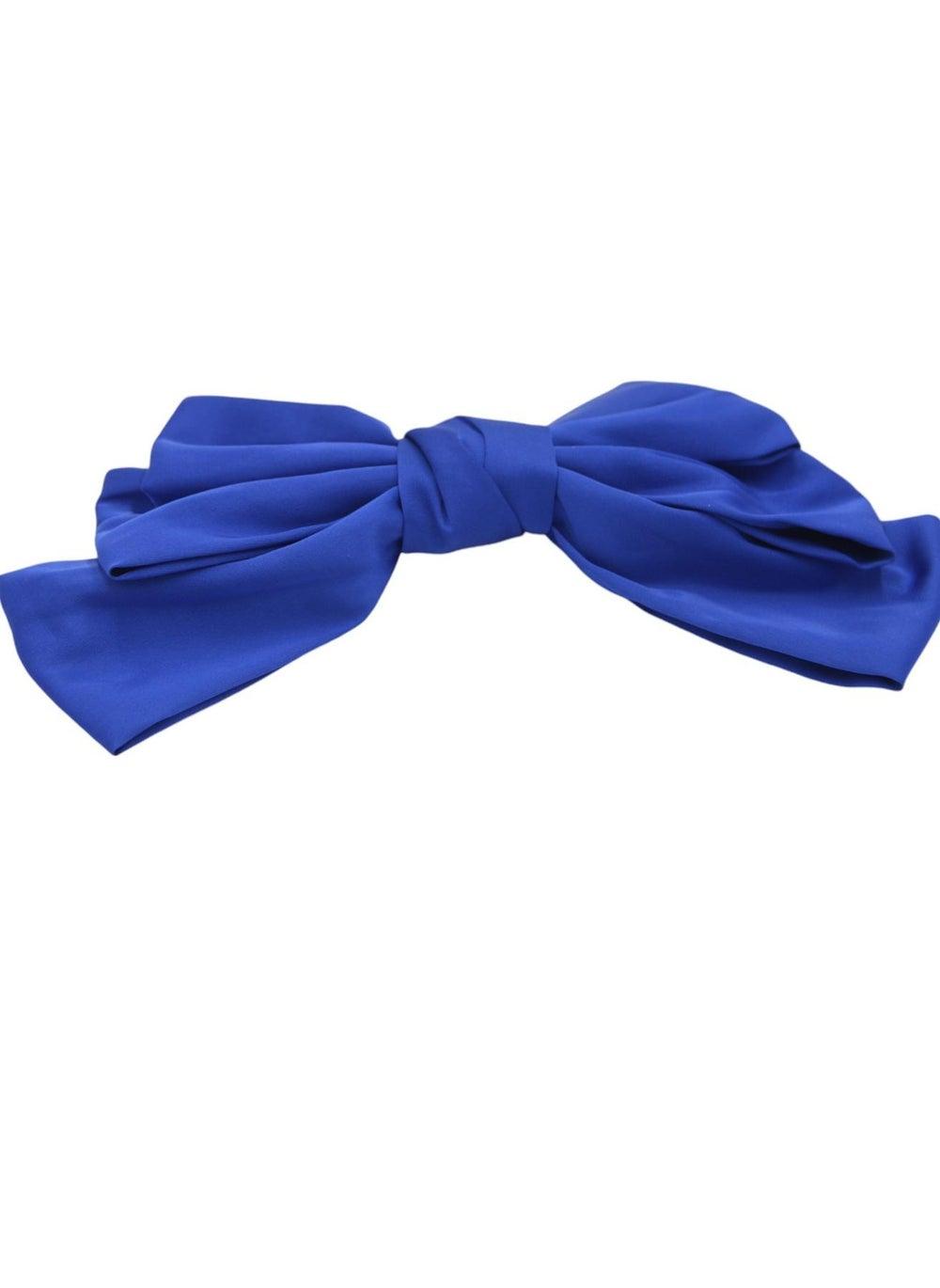 Large Royal Blue Bow Barrette Hair Clip - Image 1
