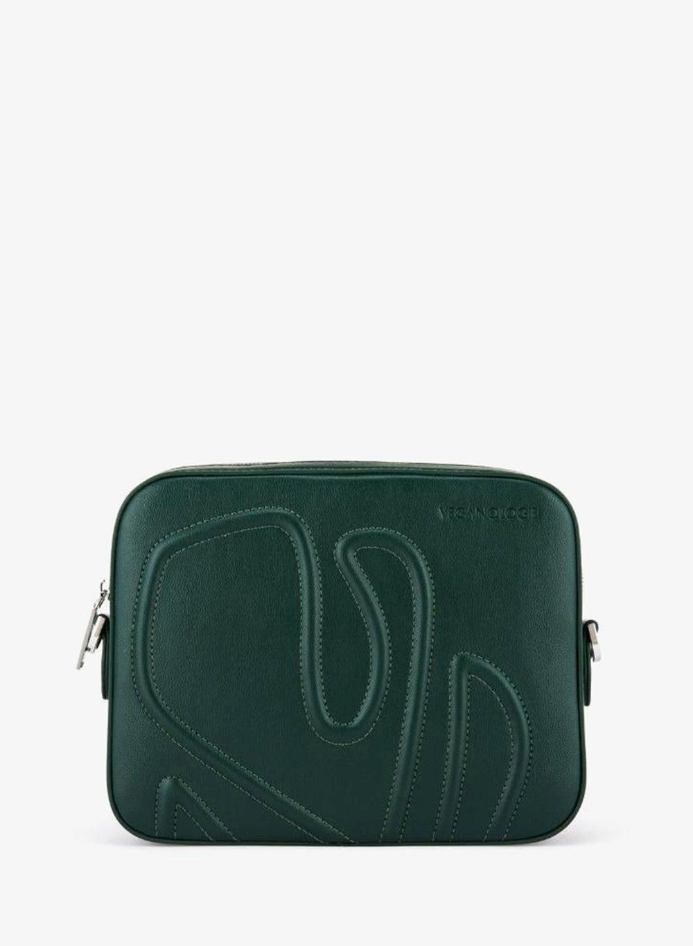 Maze Green Bamboo Crossbody Bag with Silver Hardware - Image 1