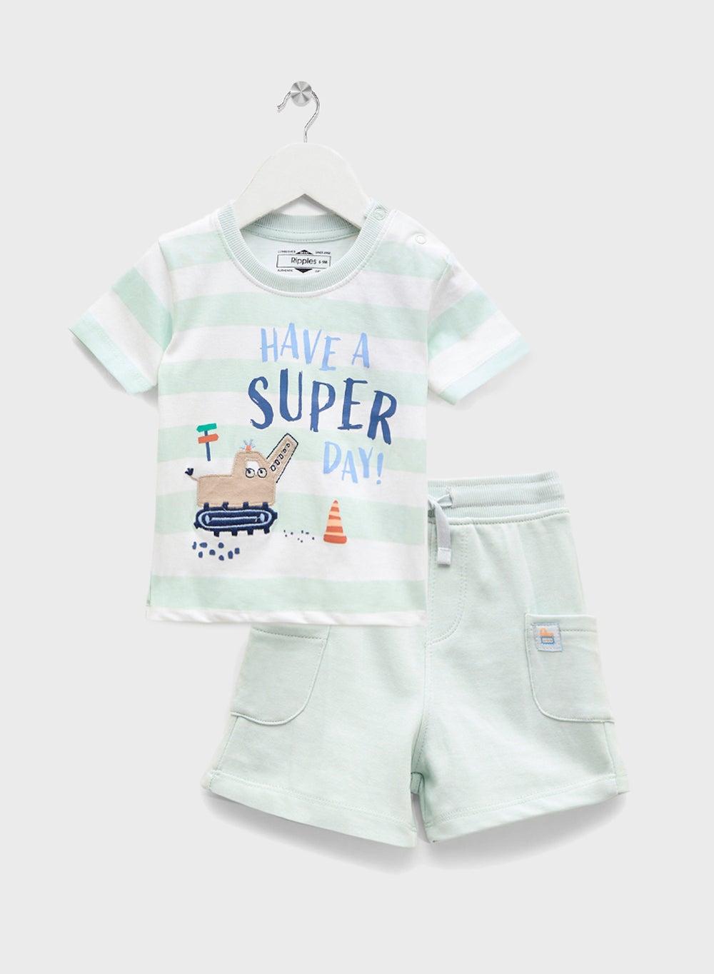 Boys Round Neck T-Shirt & Shorts Set - Image 1