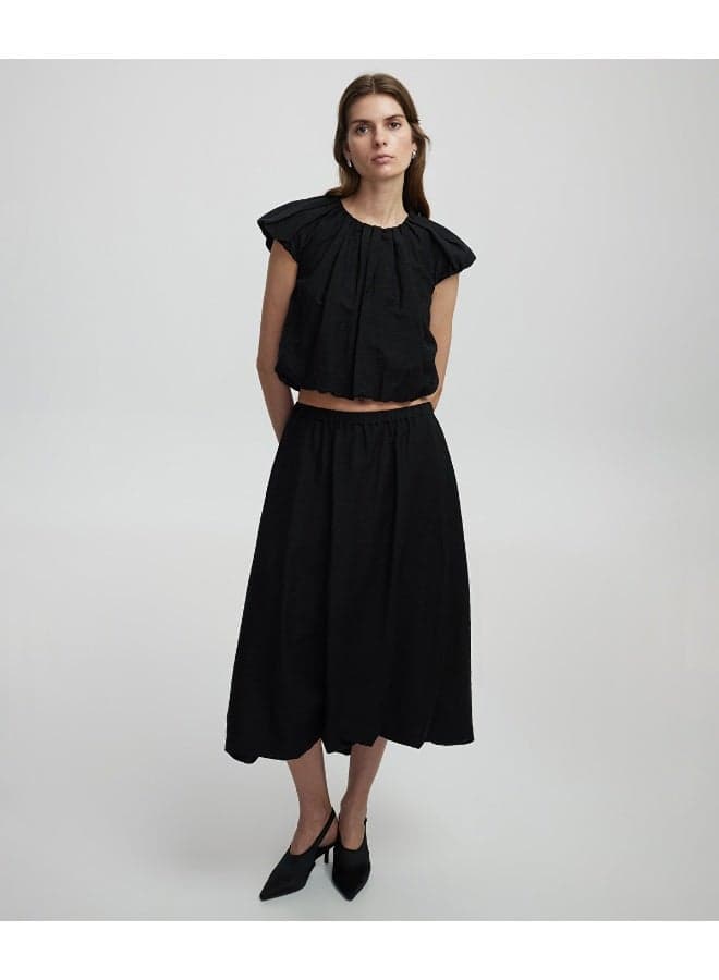 Relaxed Fit Balloon Skirt with Elastic Waist - Image 1