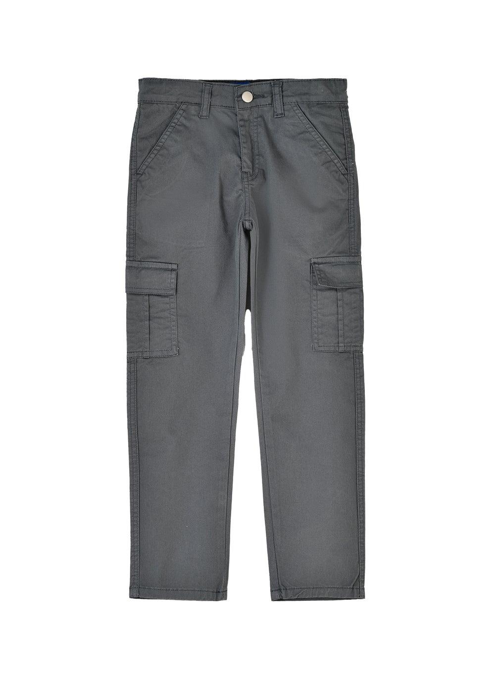 Boys Cargo Pants with Side Pockets Dark Grey - Image 1
