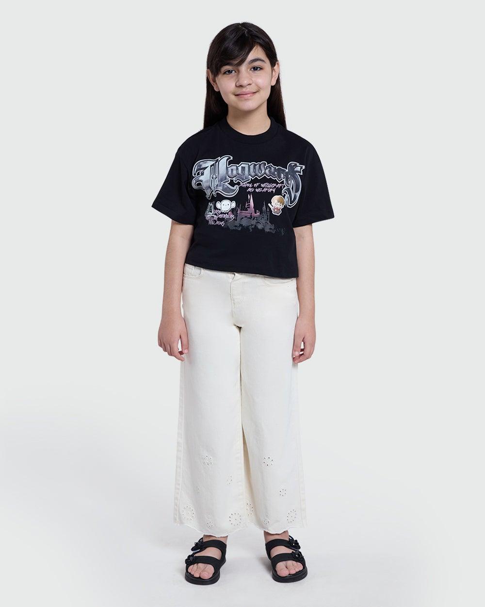 Drill Paper Trousers In Vanilla Ice – Girls - Image 1