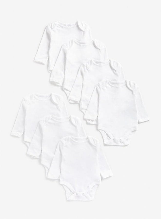 White Long Sleeved Bodysuits 7 Pack - Image 1