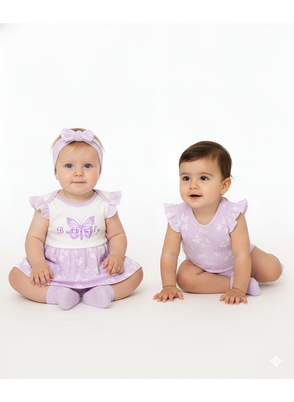 Bambimici Butterfly Printed Bodysuit Short Sleeve 2-Piece Set - Image 1