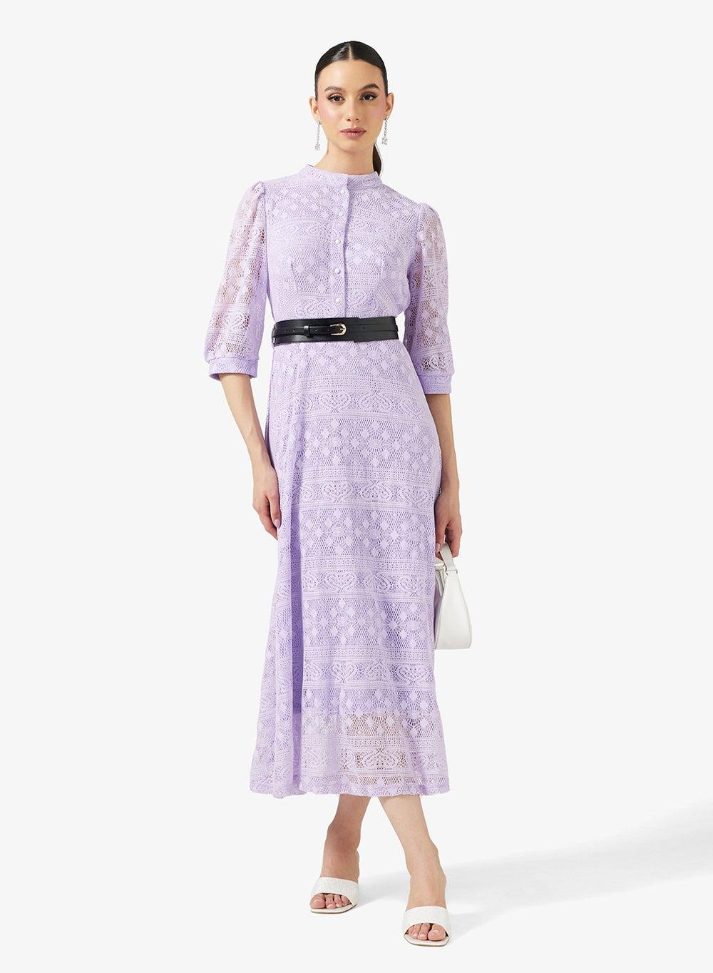 Elegant Lace A-Line Midi Dress for Women - Image 1