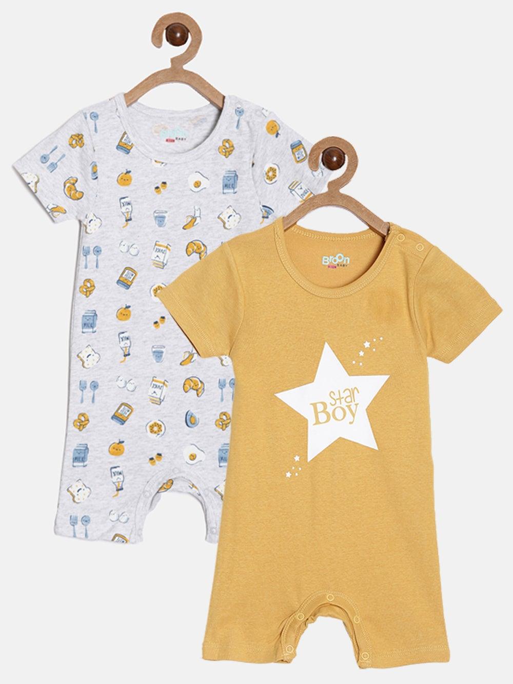 Broon Infant Boys Organic Cotton Rompers Pack of 2 - Image 1
