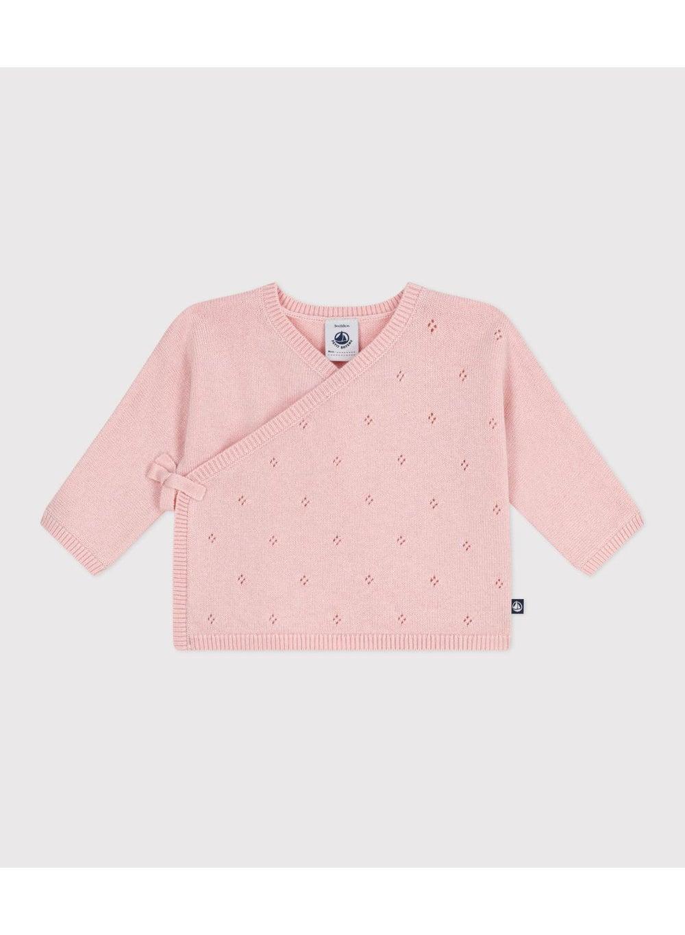 Babies' Wool Cotton Openwork Knit Wrap Cardigan - Image 1