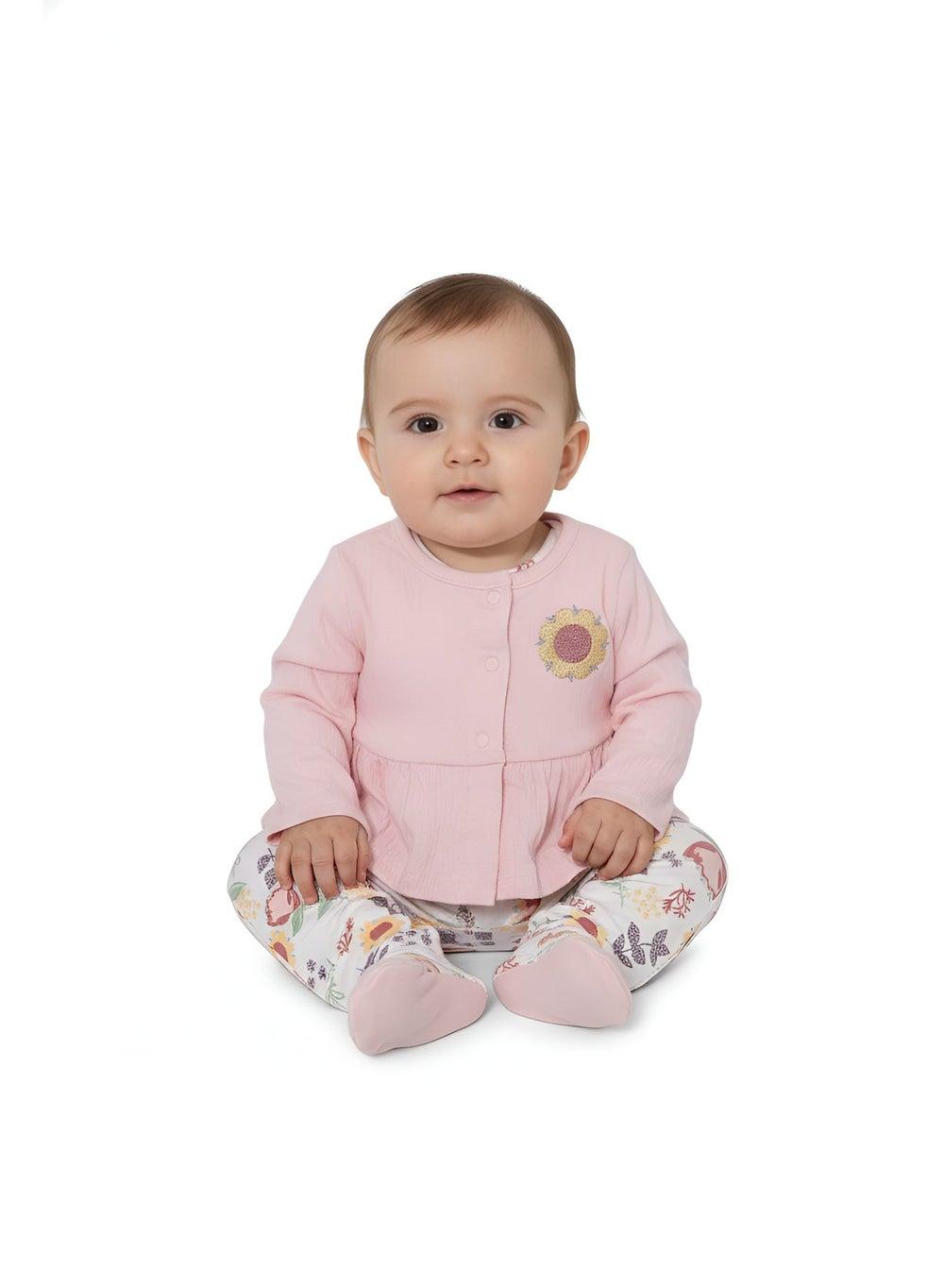 Bambimici Floral Print Bodysuit Set – Peach - Image 1