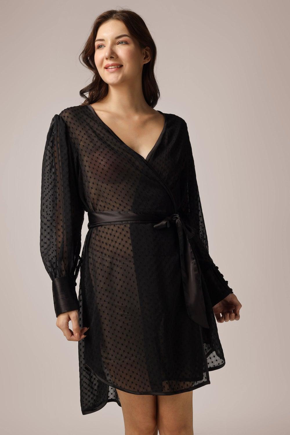 Luca Black Luxury Dressing Robe - Image 1