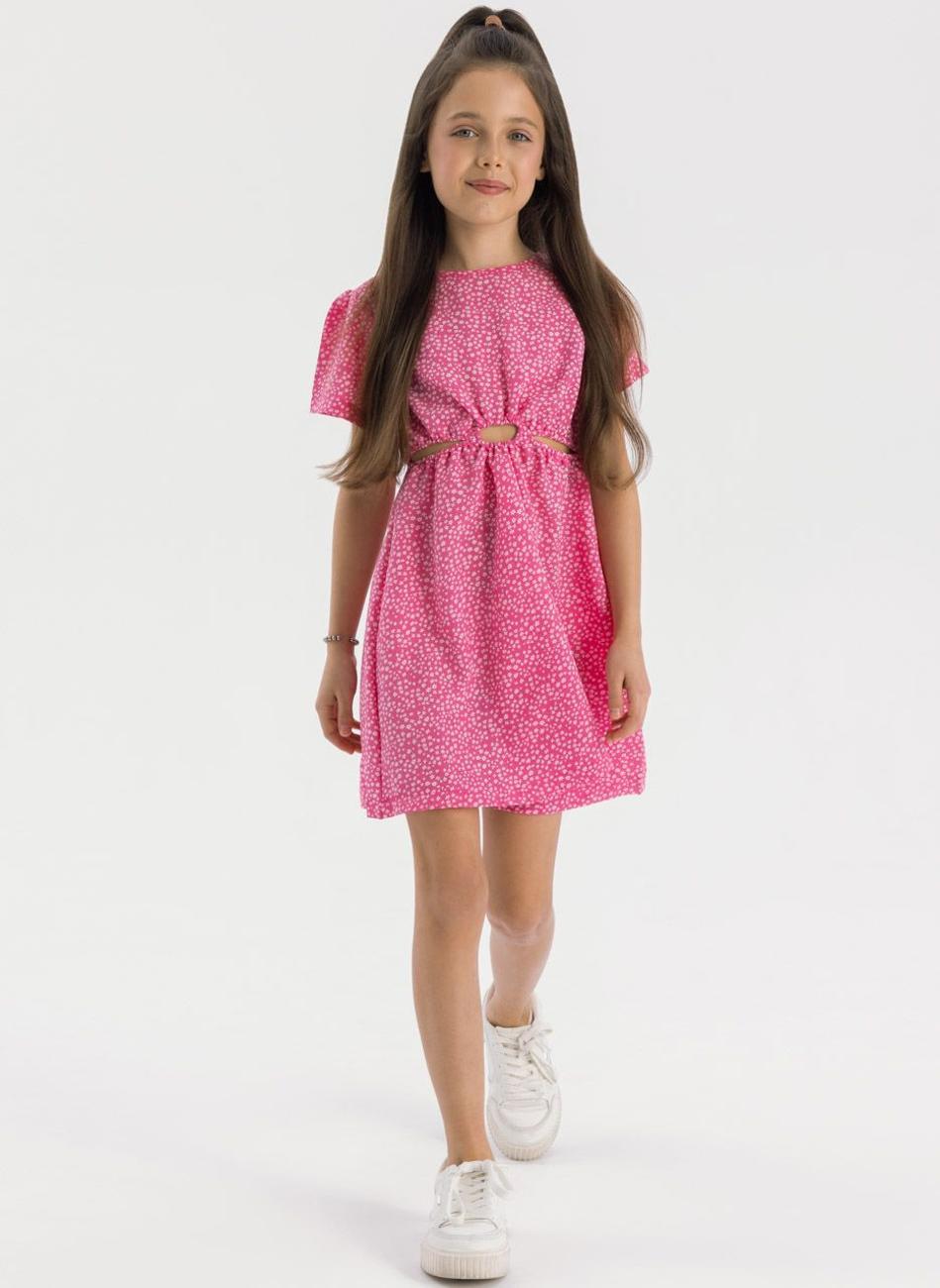 Girls Pink Cut-Out Dress Short Sleeves - Image 1