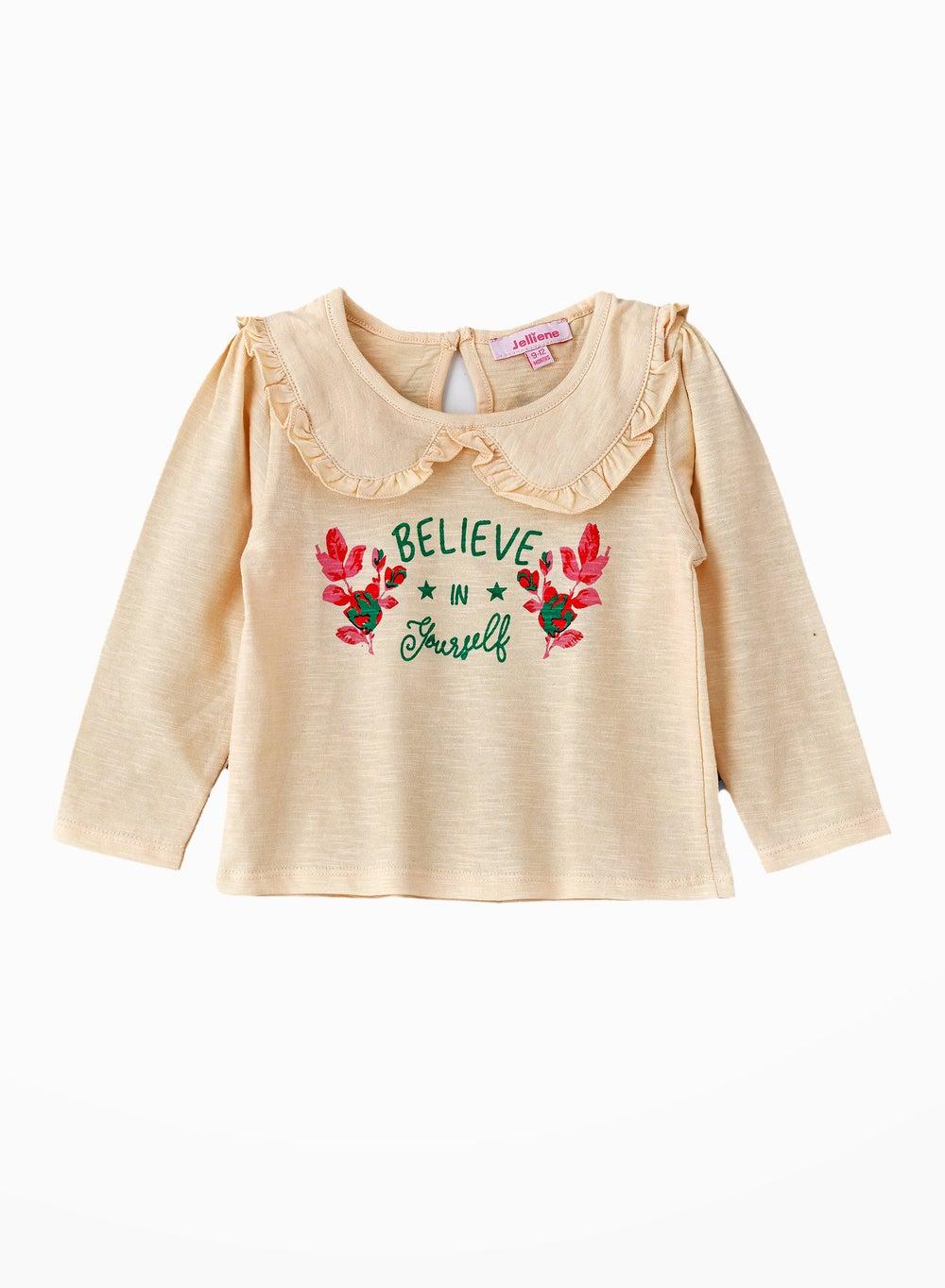 Cozy Knit Cotton Long Sleeve Girls T-Shirt - Image 1