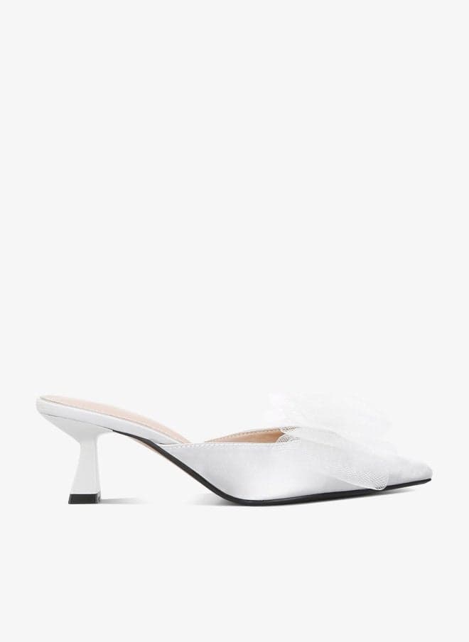 London Rag Silver Organza Bow Women's Mules - Image 1