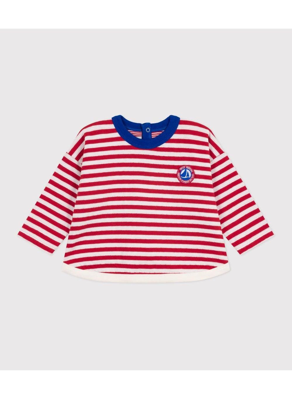 Babies' Stripy Long-Sleeved Cotton T-Shirt - Image 1