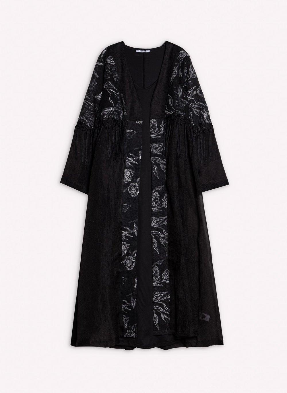 Detail Embbroidered Abaya Set with Matching Dress - Image 1
