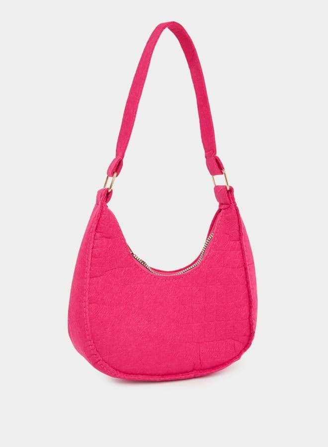 Styli Croc-Textured Hobo Bag Zip Closure - Image 1