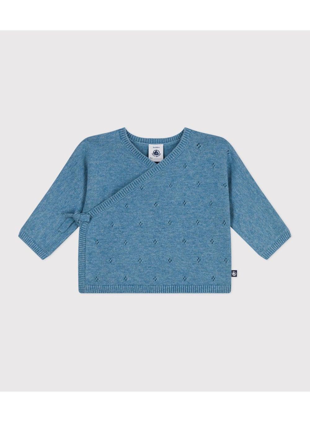 Babies' Wool Cotton Openwork Wrapover Knit Top - Image 1