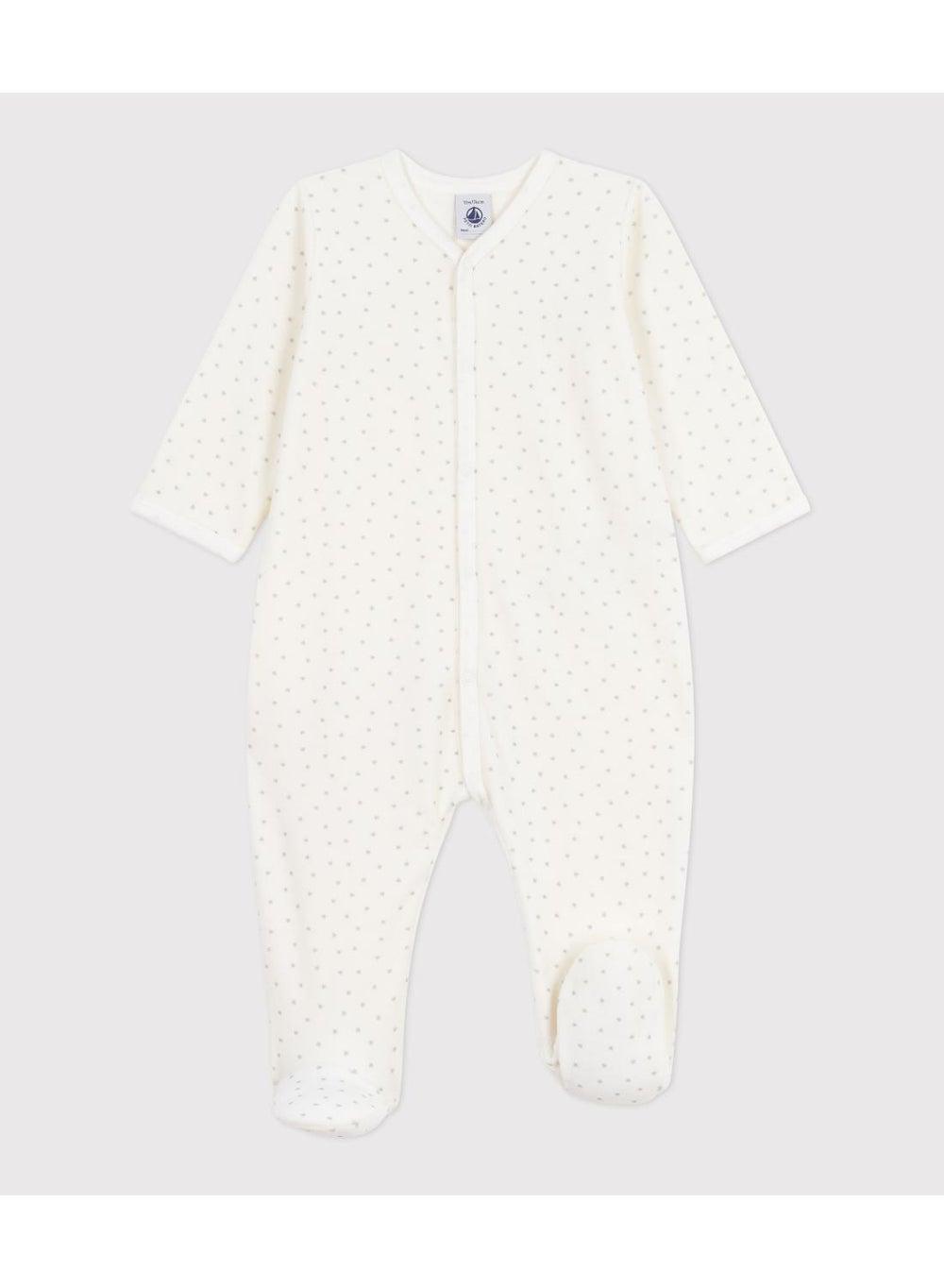 Baby Girls Heart Print Velour Pyjama Suit - Image 1