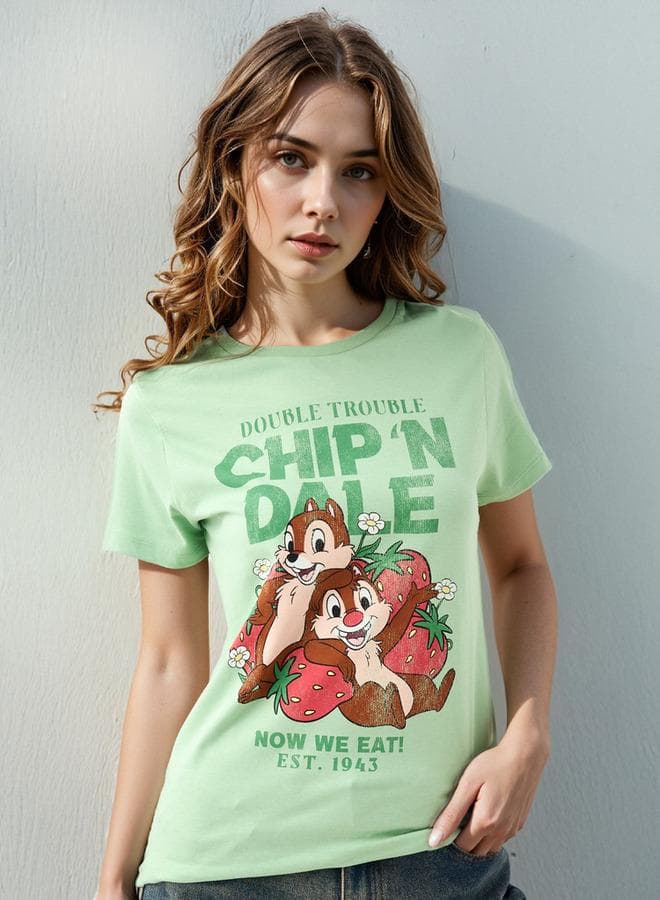 Chip N Dale Graphic Crew Neck T-Shirt - Image 1