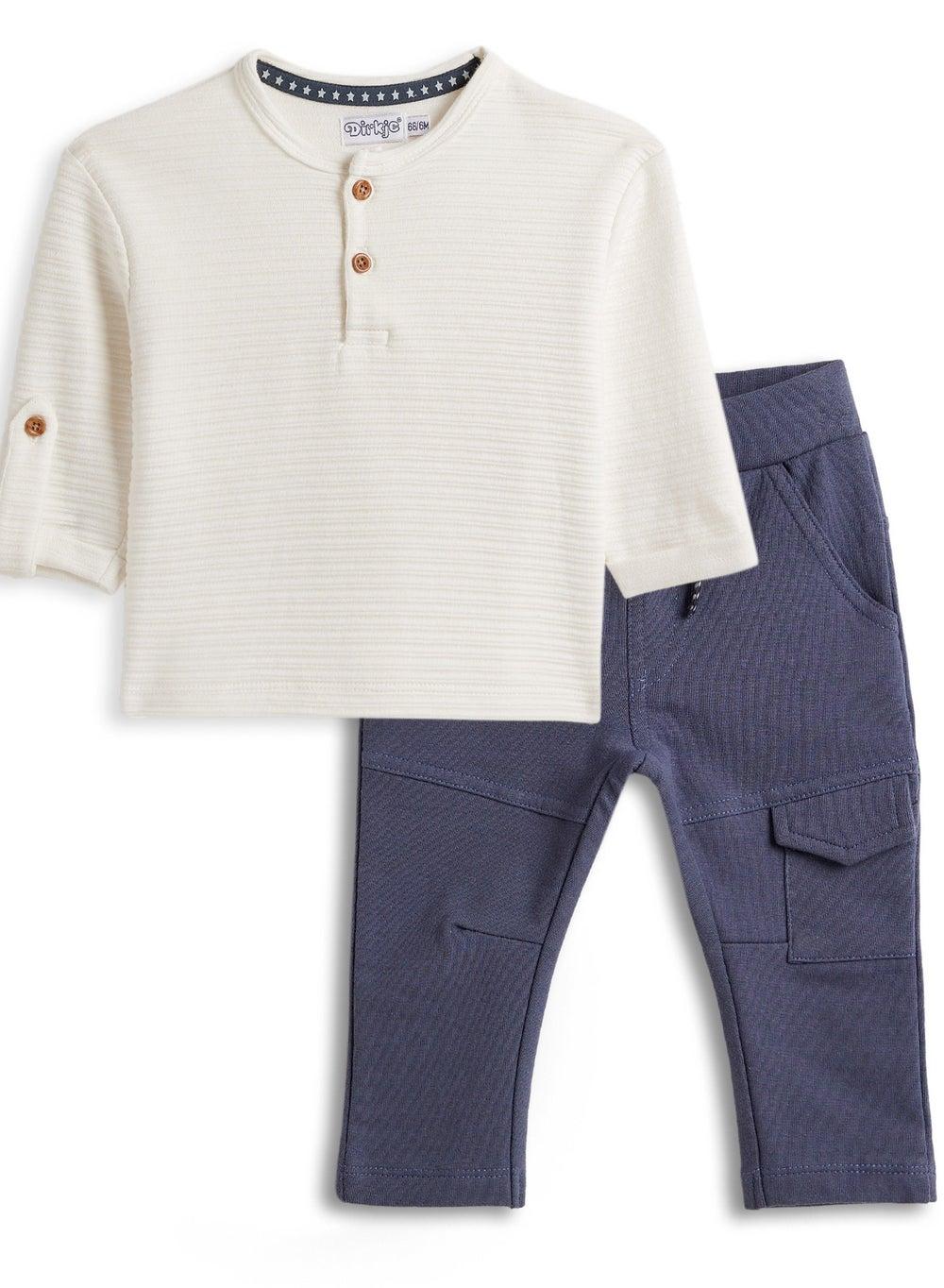 Boys 2Pc Chinese Collar Shirt & Cargo Trousers Set - Image 1