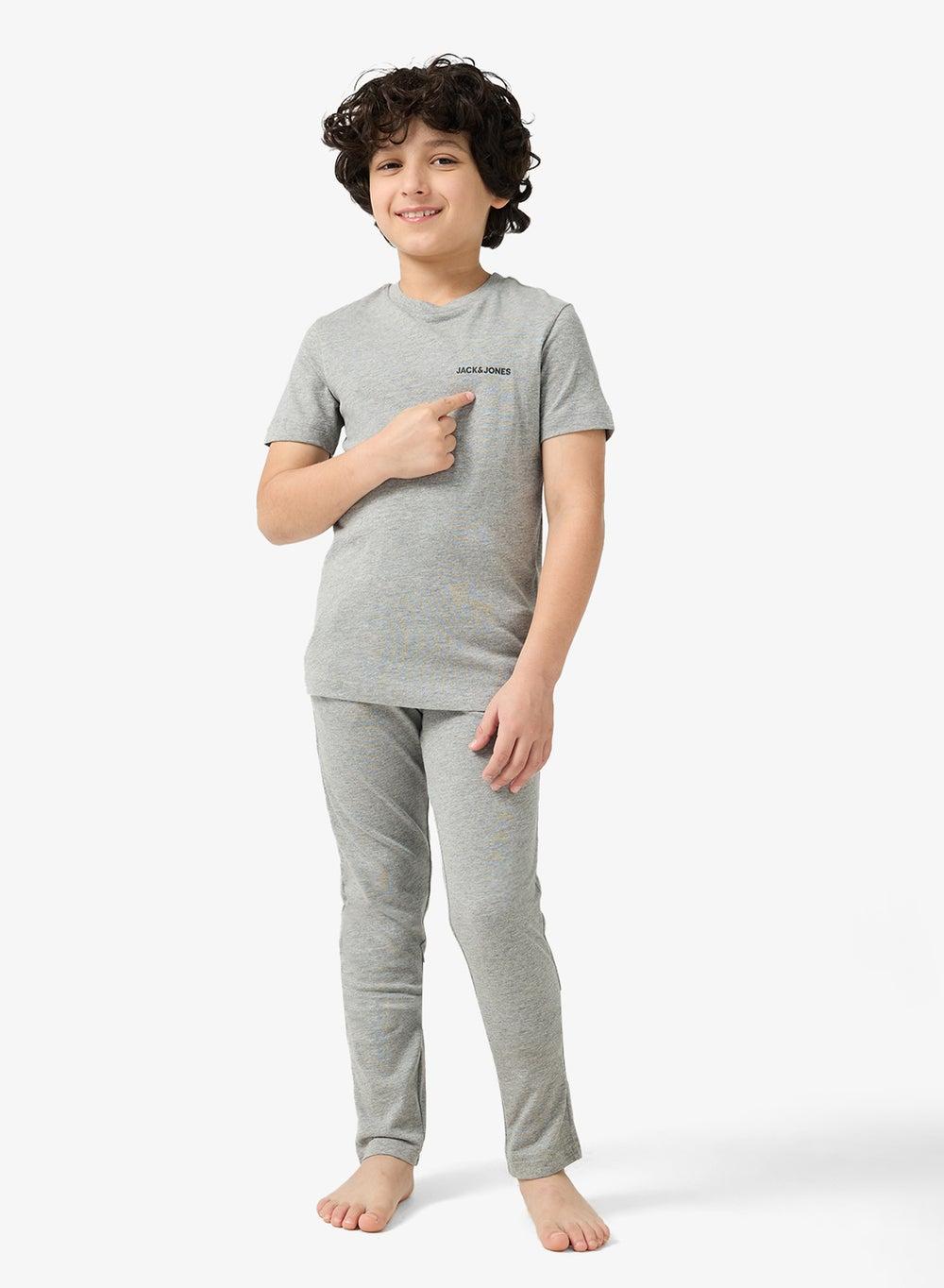 Boys Grey Cotton T-Shirt & Track Pant Set - Image 1