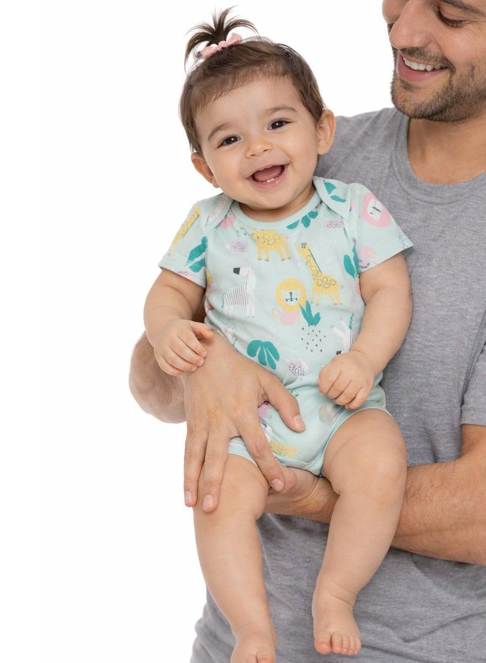 Girls Short Sleeve Bodysuit 2 Pack Mint Print - Image 1