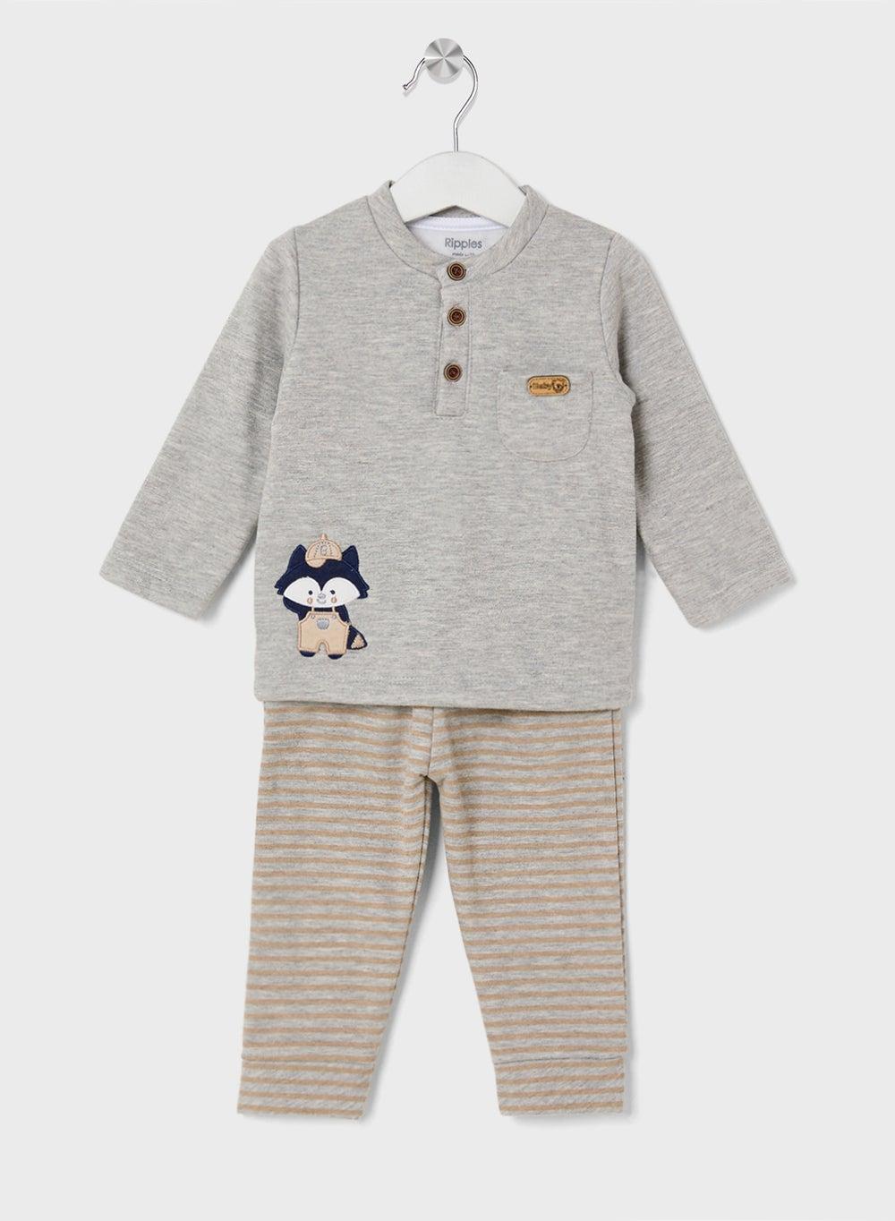 Infant Boys 2-Piece Cotton Teddy Set - Image 1