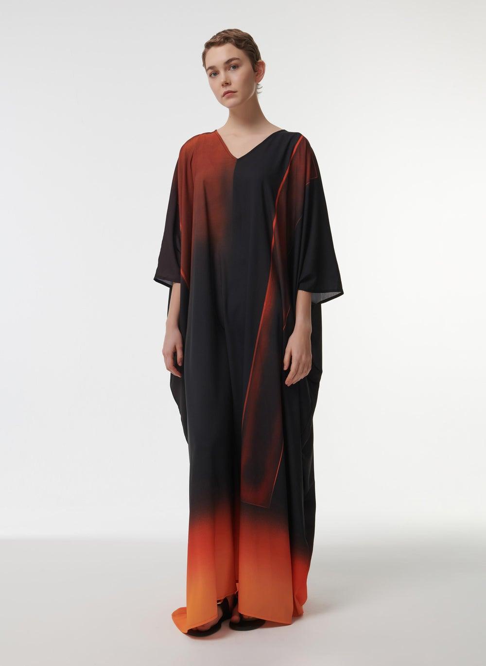 Najdi Gradient Print V-Neck Kaftan - Image 1