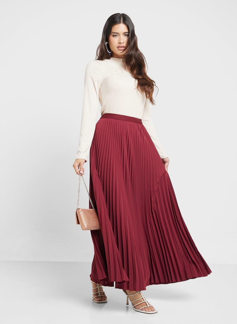 Pleated Circular Maxi Skirt in Flowing Silhouette - Image 1
