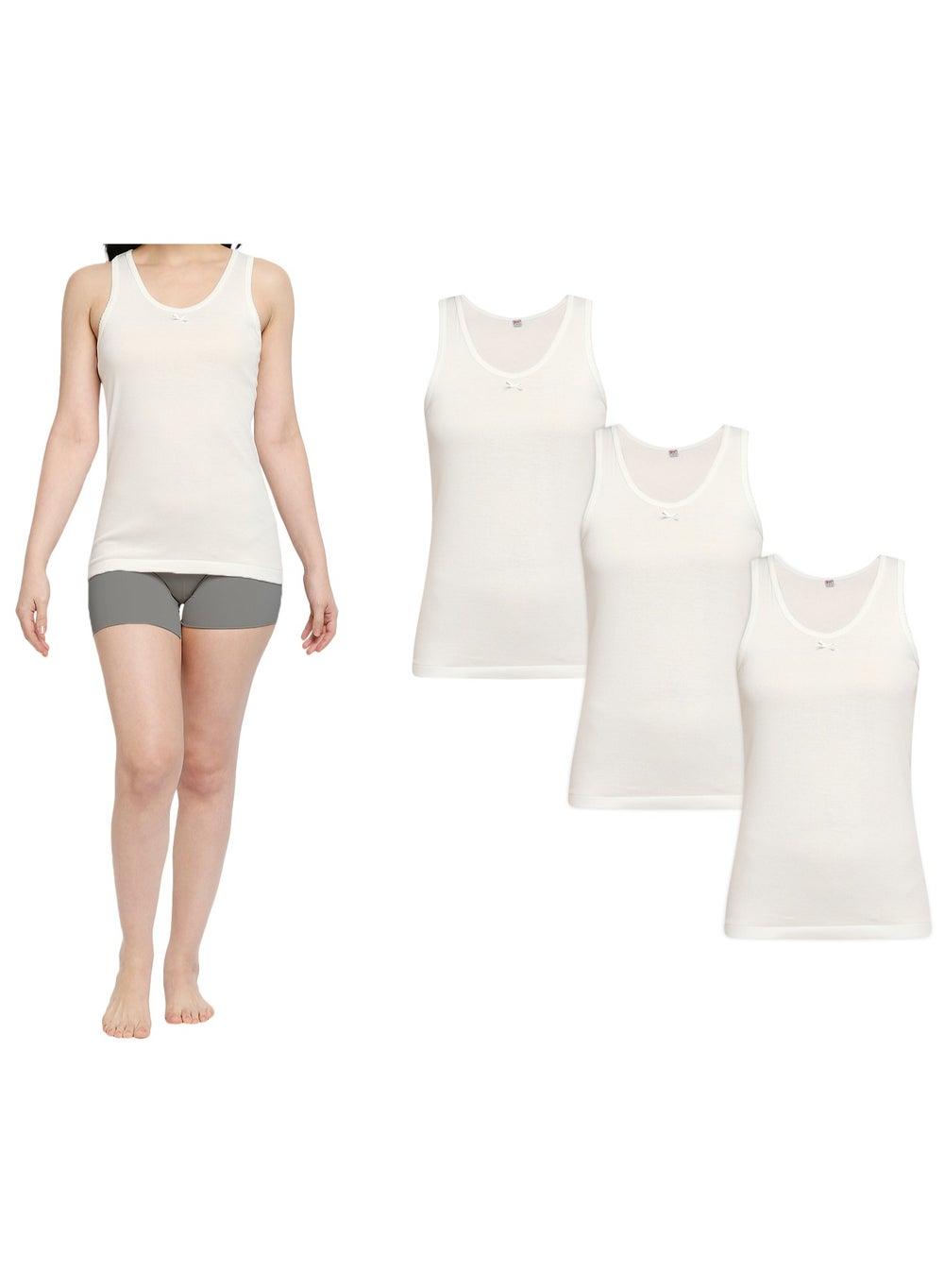 Girls Cotton Vest Pack of 3 Ivory Essentials - Image 1