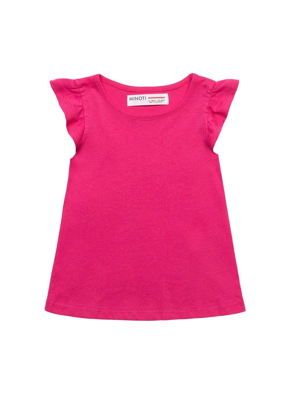 Girls Pink Frill Shoulder Vest Top - Image 1