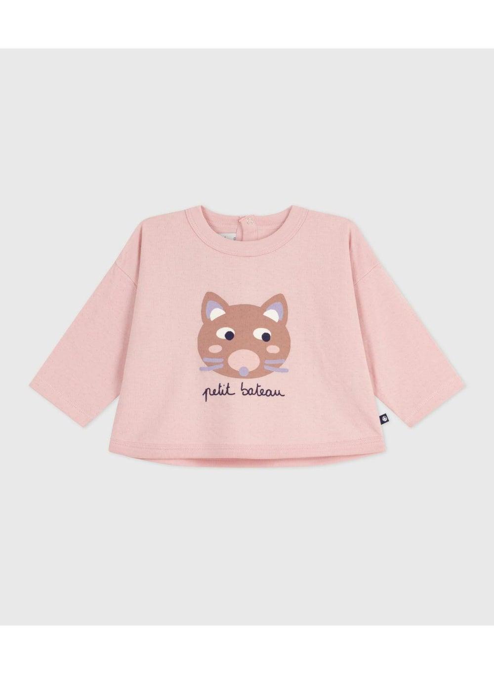 Baby Girls Long-Sleeve Cat Jersey T-Shirt - Image 1