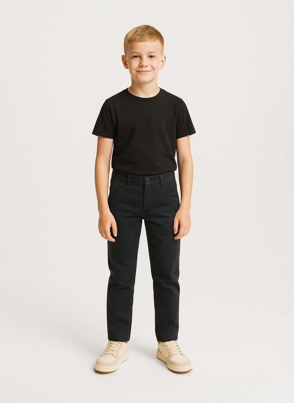 Boys Navy Chino Trousers with Adjustable Waistband - Image 1