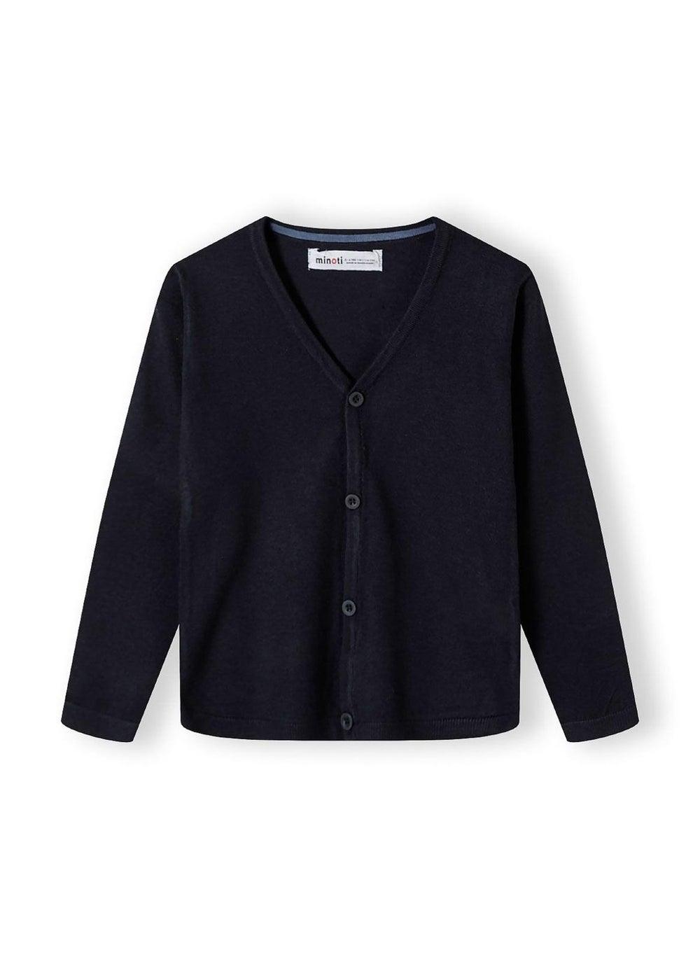 Boys Fine Knit Navy Button-Down Cardigan - Image 1