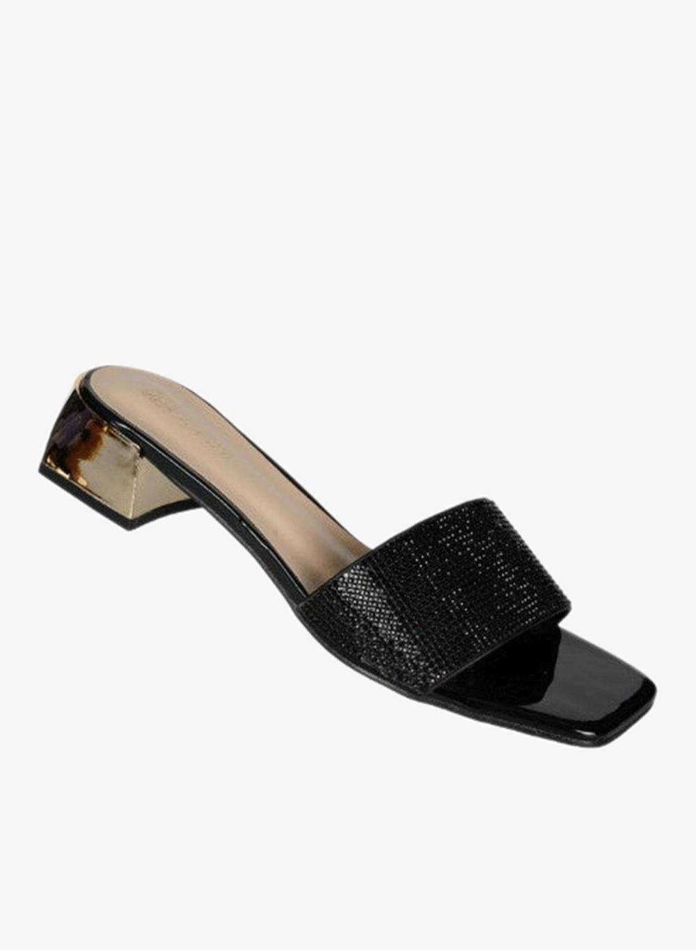 Zayna 221-53 Mid Heel Slip-On Sandals Black 18F4088-15 - Image 1