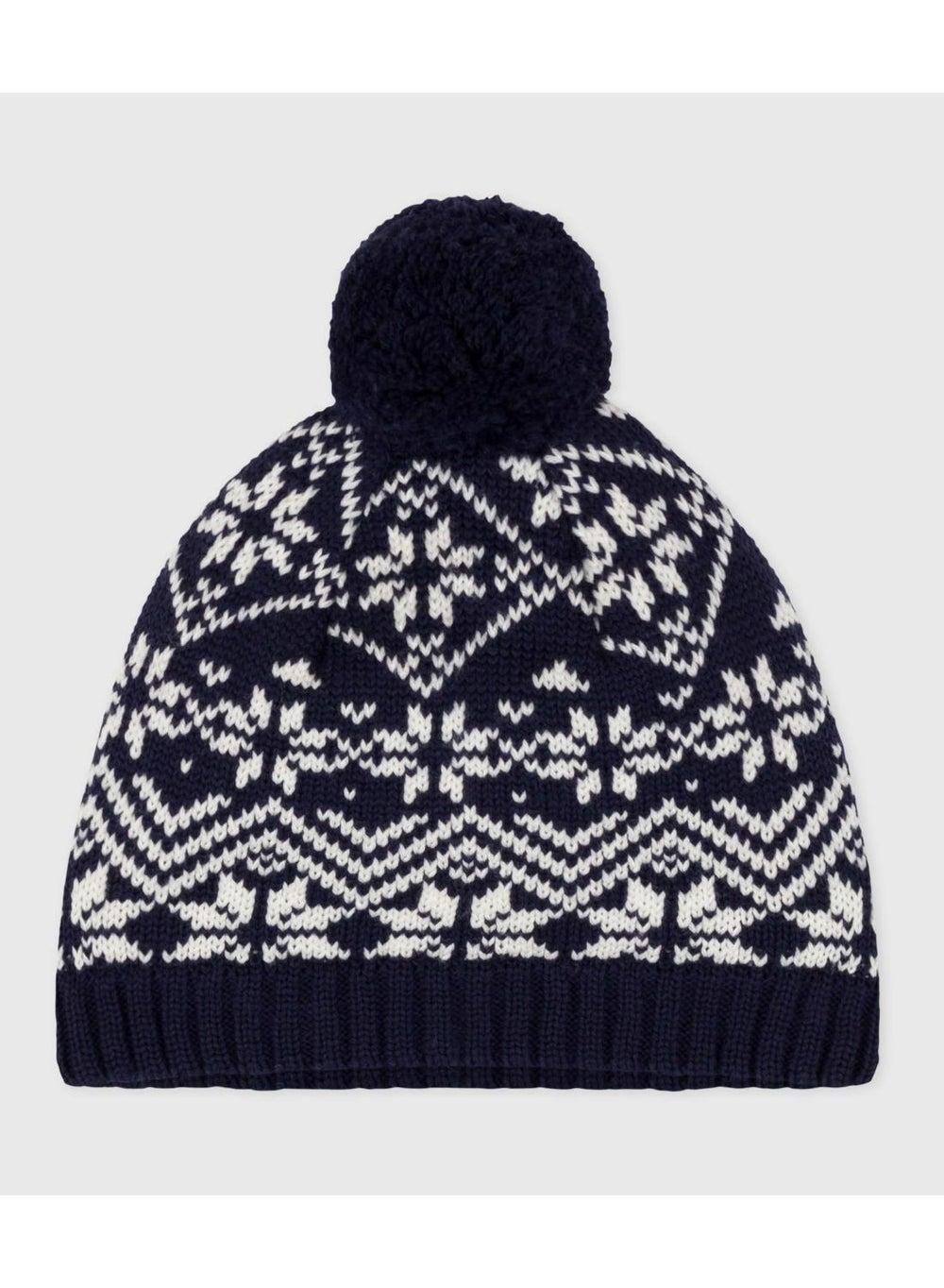 Children's Woollen Jacquard Pom-Pom Beanie - Image 1