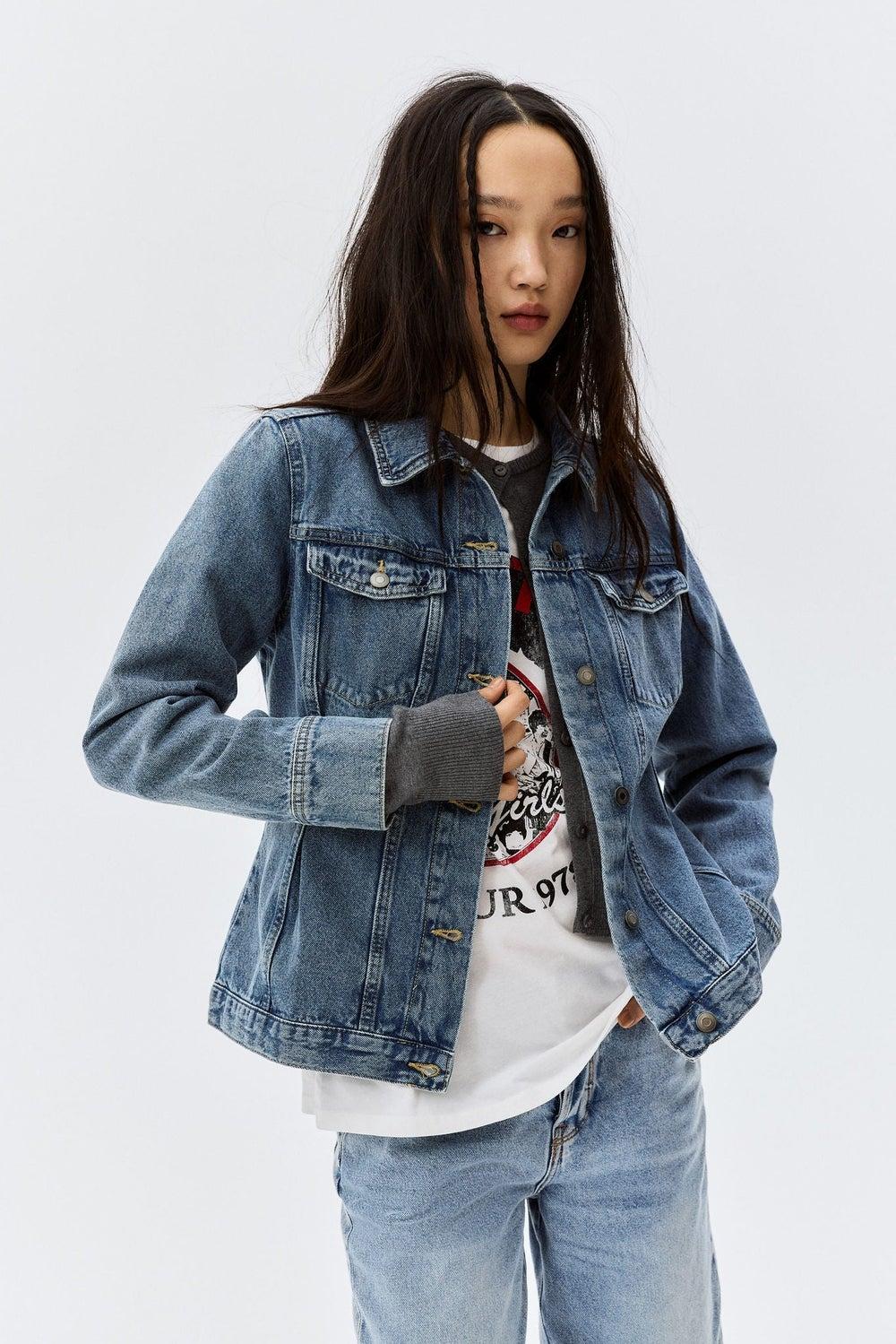 Tapered Waist Trucker Denim Jacket - Image 1