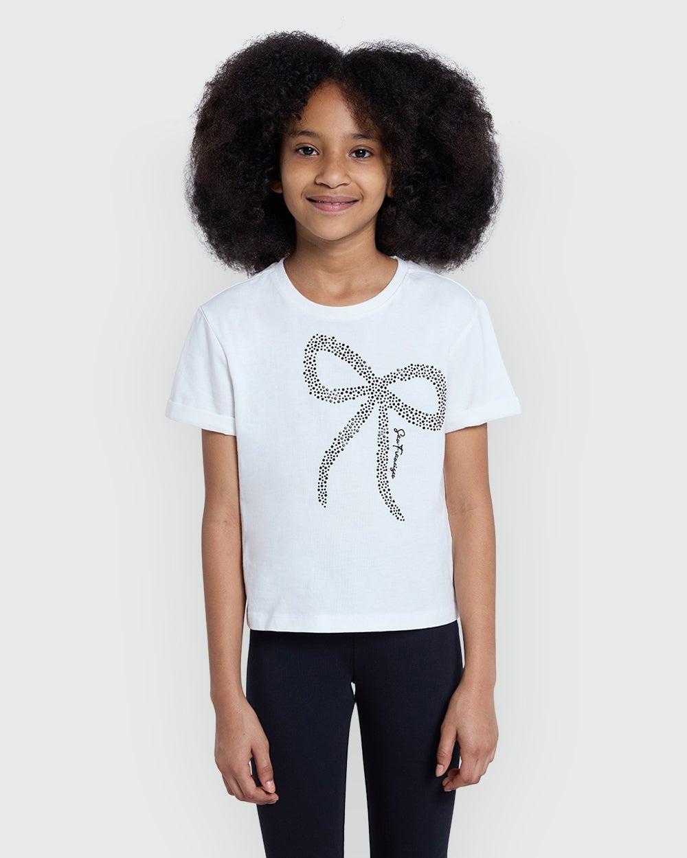 Blanc De Blanc Slogan Tee – Girls - Image 1