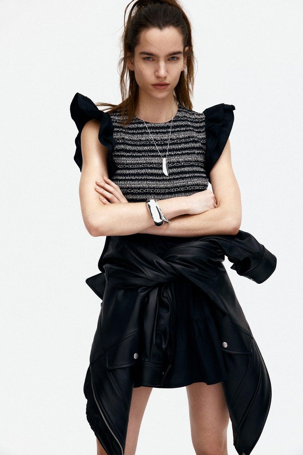 Flutter-Sleeve Cotton Poplin Midi Dress - Image 1