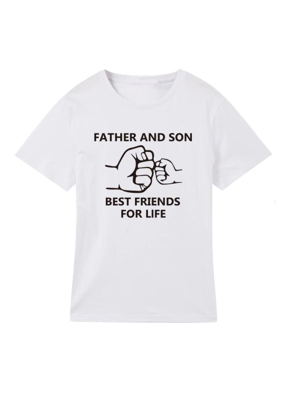 Father Son Best Friends Printed Cotton Matching T-Shirt - Image 1