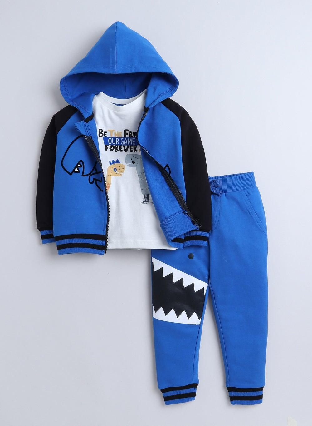 Boys' 3-Piece Tracksuit Set Off-White & Blue - Image 1