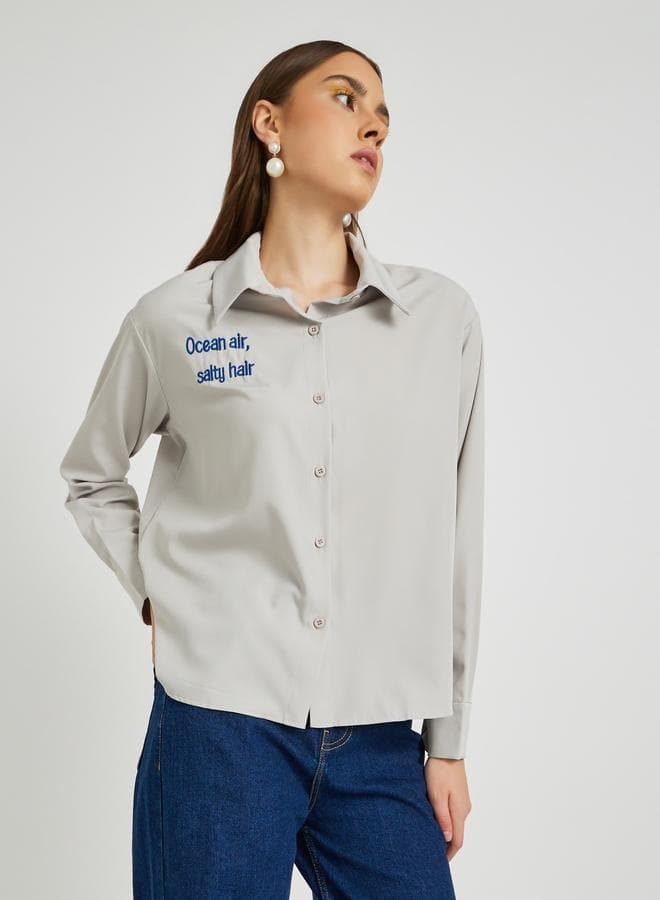 Take Two Embroidered Oversized Statement Shirt - Image 1
