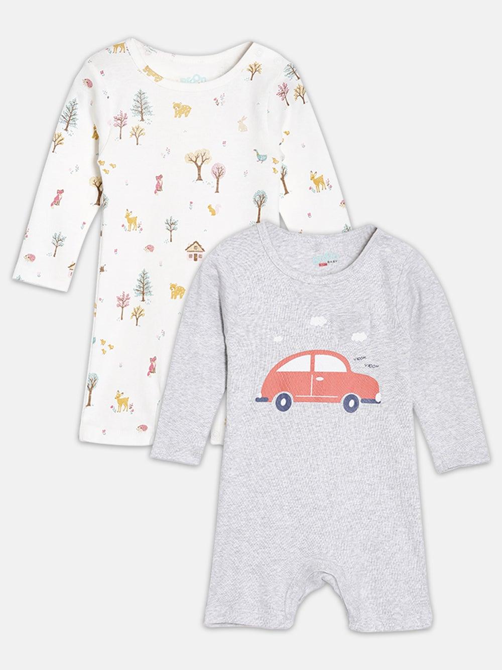 Broon Infant Boys Organic Cotton Printed Rompers Pack of 2 - Image 1