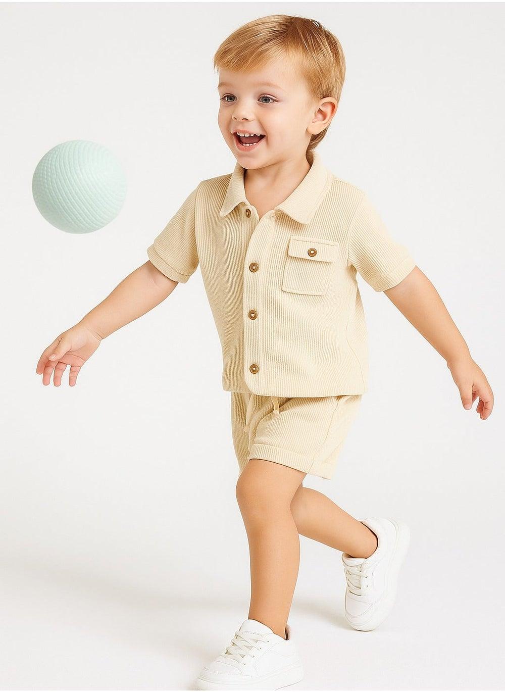 Dirkje Boys Textured Shirt & Shorts Set - Image 1
